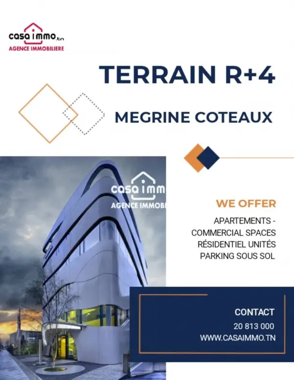 Terrain R+4 à Megrine Coteaux