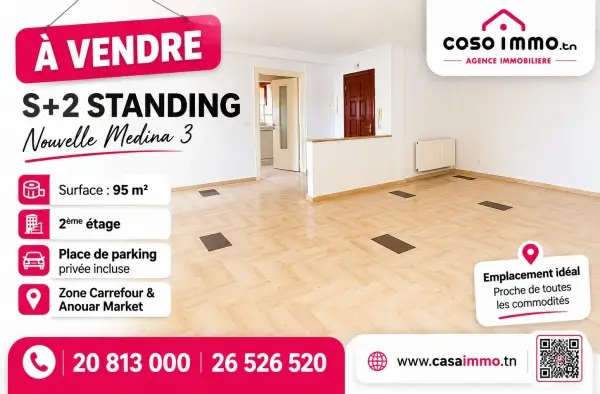 A Vendre appartement S+2 à nouvelle medina 3